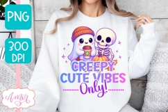 Creepy cute vibes only PNG, Cute Halloween shirt PNG Product Image 4