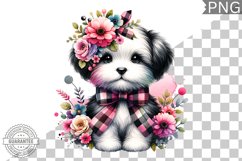 Dog With Flowers Sublimation - Clipart PNG Design Product Image 1