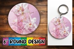 Aquatic Blossoms: Round Sublimation Keychain PNG Product Image 1