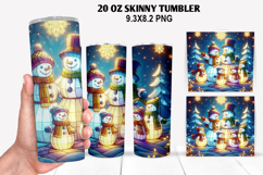 Snowman Skinny Tumbler 20oz Wrap Design, Christmas Tumbler Product Image 1