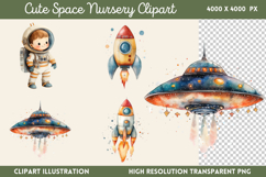 Cute Space Nursery Clipart Sublimation PNG Product Image 1