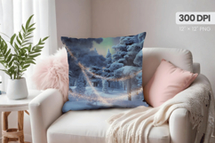 Winter Christmas Wonderland PNG Pillow, Winter Pillow Design Product Image 1