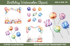 Birthday Watercolor Clipart PNG Product Image 1