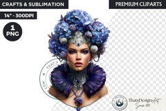 Royal Hydrangea Guardians Fantasy Warrior and Floral Graphic Product Image 1