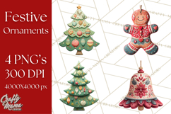 Christmas Ornaments Clipart PNG, Realistic Holiday Ornaments Product Image 1