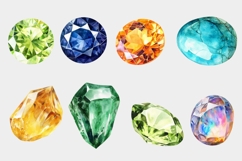 Gemstone Clipart Bundle, PNG Digital Gemstones Product Image 2