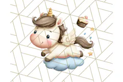Cute Dessert Unicorn PNG Clipart with Cupcakes & Candies Product Image 4