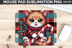 Watercolor Cat Mouse Pad Sublimation - Christmas PNG Design Product Image 1