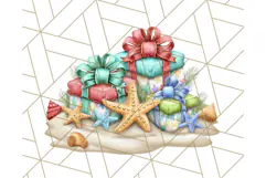 Christmas Penguins The Beach Clipart PNG, Tropical Holiday Product Image 4