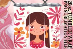 Stunning Female Portrait Tumbler Wrap with Flowers 20oz Product Image 1