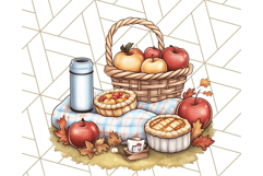 Fall Dinosaur PNG Clipart with Autumn Elements, Cute Dino Product Image 4