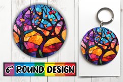 Colorful Stained Glass Tree Sublimation Design PNG Product Image 1