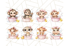 Safari Animal Babies in Bubble Baths, Cute Jungle Animal PNG Product Image 4