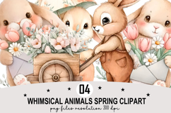 Whimsical Animals Spring Clipart Watercolor png Product Image 1