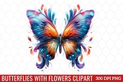 Butterflies With Flowers Clipart Product Image 1