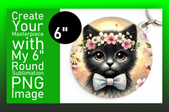 Trendy Round Design Keychain Template , Cute Cat Product Image 1