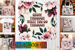 Joyful Sublimation TSHIRT Art, Flower Quote Product Image 1