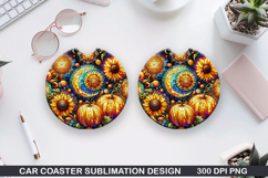 Pumpkin Car Coaster Sublimation| Halloween Coaster PNG Product Image 1