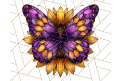 Stained Glass Butterfly and Sunflower PNG Clipart Product Image 4