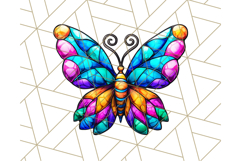 Stained Glass Hearts and Butterflies Clipart PNG Product Image 4