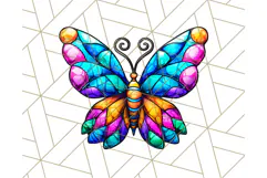 Stained Glass Hearts and Butterflies Clipart PNG Product Image 4
