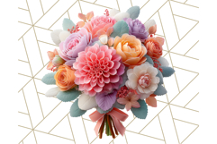 Pastel Flower Bouquet PNG Clipart, Elegant Floral Art Product Image 4