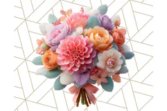 Pastel Flower Bouquet PNG Clipart, Elegant Floral Art Product Image 4