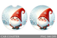 Christmas Gnome Car Coaster. Christmas Car Coaster Design Product Image 1
