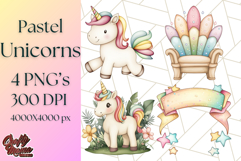 Fairy Tale Unicorn PNG Pastel Magic Clipart, Fantasy Rainbow Product Image 1