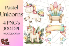 Fairy Tale Unicorn PNG Pastel Magic Clipart, Fantasy Rainbow Product Image 1