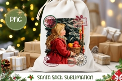 Vintage Christmas Santa Sack Template, Winter Gift Bag PNG Product Image 1