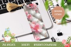 Glitter Bookmark Design, Pink Flowers Bookmark Template Product Image 1