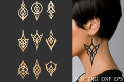 Elven earrings svg bundle, fantasy leather earring template Product Image 1