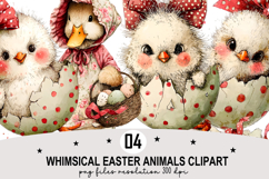 Whimsical Easter Animals Clipart Watercolor Easter Bunny PNG Product Image 1