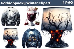 Gothic Spooky Winter Clipart PNG Product Image 1