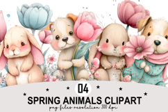 Spring Animals Clipart Watercolor Clipart png Product Image 1
