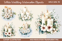 White Wedding Watercolor Clipart PNG Product Image 1
