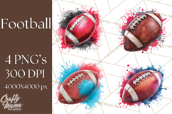 Football Clipart PNG with Team Color Paint Splash Design Product Image 1