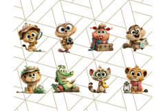 Cute Safari Animal Clipart with Jungle Accessories Png Product Image 4