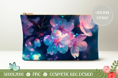 Holographic Flowers Cosmetic Bag, Floral Cosmetic Bag Design Product Image 1