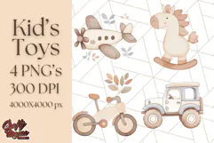 Kid’s Toy Clipart, Nursery Decor Png, Trucks, Rockets, Cars Product Image 1