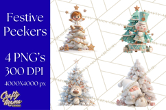 Christmas Tree Clipart PNG Cute Characters for Holiday Craft Product Image 1