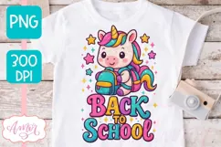 Back to school shirt PNG, Cute unicorn sublimation design Product Image 2