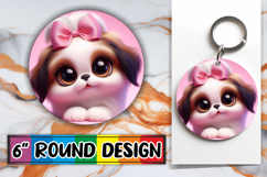 Cheerful Circle Keychains Design, 3D Dog Product Image 1