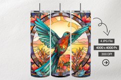 Hummingbird Stained Glass Square Coaster - 04 Variations Product Image 1
