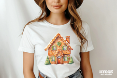 Christmas Gingerbread House PNG Sublimation Winter Clipart Product Image 2