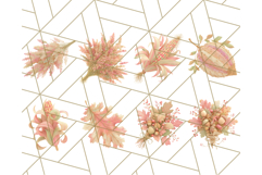 Fall Foliage Clipart PNG, Pink and Green Leaves Product Image 4