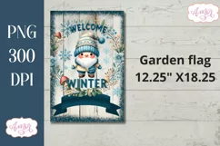 Welcome winter garden flag sublimation PNG | Cute gnome PNG Product Image 2