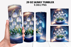 Florals Skinny Tumbler 20oz Wrap Design, Winter Tumbler PNG Product Image 1