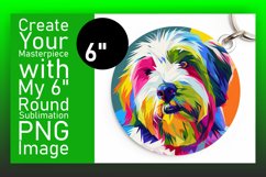 Elegant Colorful Dog Round Design Keychain Sublimation Product Image 1
